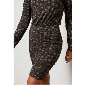 Evereve Womens Lorelai Ruched Bodycon Dress Sz Large Dark Romantic Boho Cottage